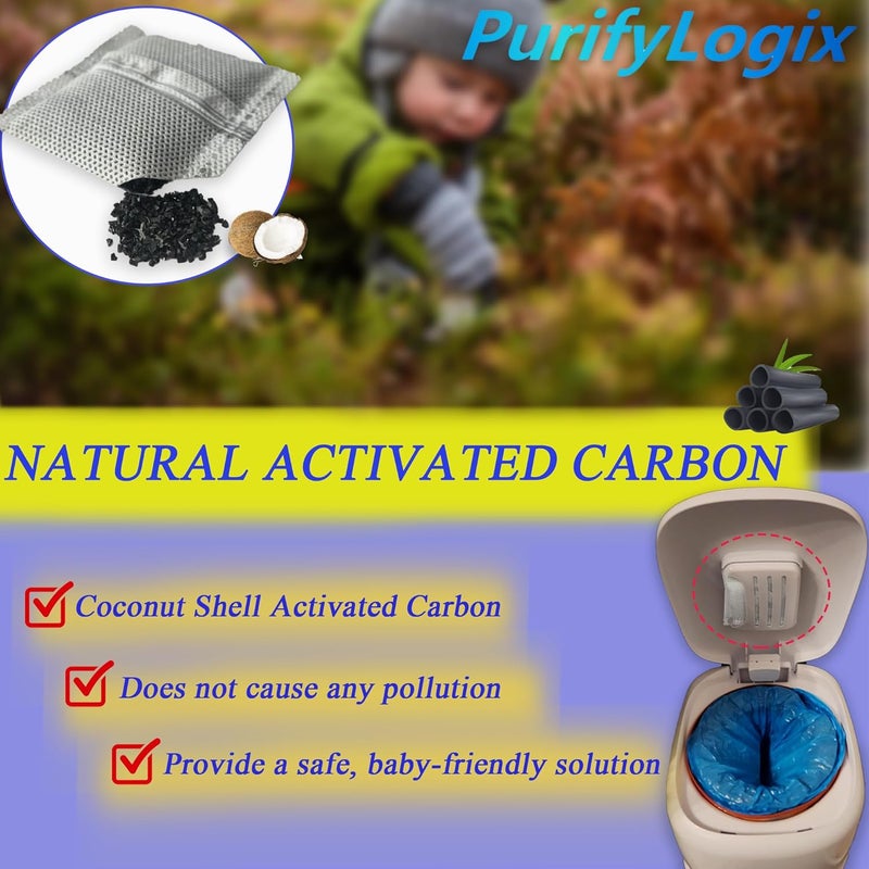 PurifyLogix 12PCS Diaper Pail Deodorizers Odor Absorber Carbon Filter Refills Compatible with Diaper Genie Complete and Expressions Pail | Air Purifying Bag Absorb Odors, Keep Home Fresh - Image 3